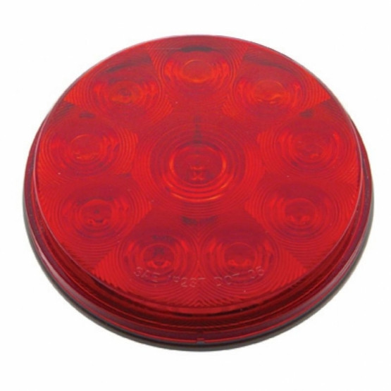 Chrome 1 Piece Rear Light Bar With Six 10 LED 4" Lights & Bezels - Red LED/Red Lens