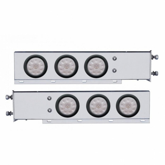 2.5" Bolt Pattern SS Spring Loaded Bar With 6X 4" 10 LED Lights -Red LED/Clear Lens (Pair)