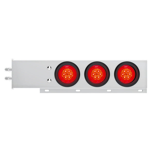 2" Bolt Pattern SS Spring Loaded Bar With 6X 4" 16 LED Turbine Lights - Red LED/Red Lens (Pair)