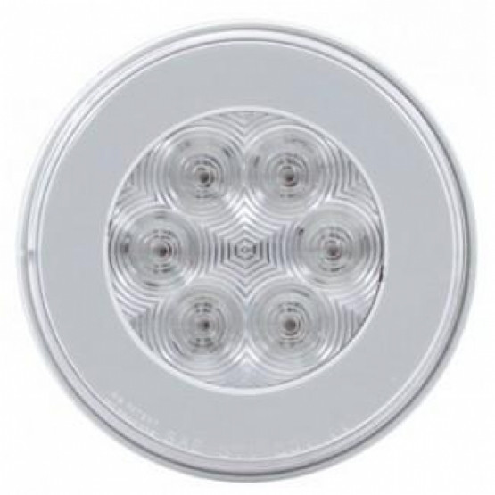 2" Bolt Pattern SS Spring Loaded Bar With 6X 21 LED 4" GloLight & Visors -Red LED/Clear Lens (Pair)