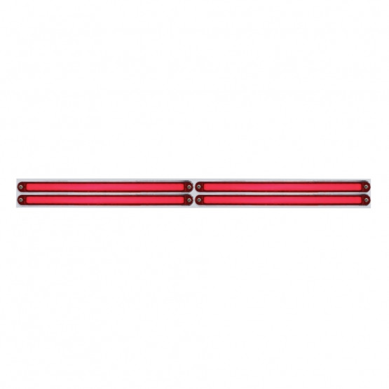 Chrome Top Mud Flap Plate With Four 24 LED 12" GloLight Bars - Red LED/Red Lens (Each)