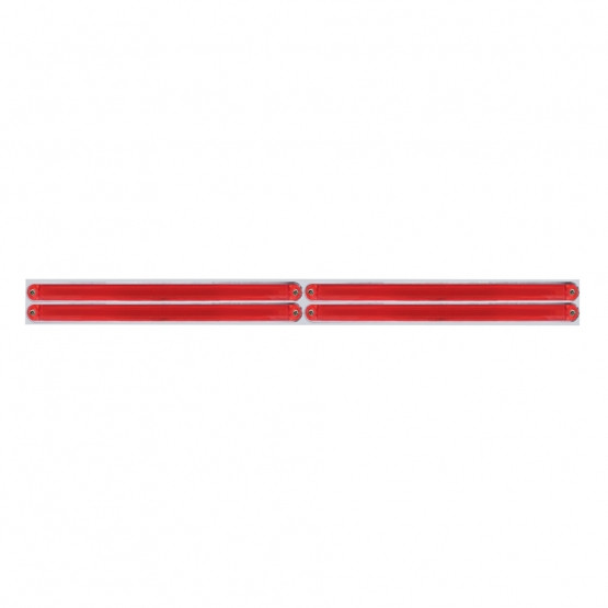 Chrome Top Mud Flap Plate With Four 24 LED 12" GloLight Bars - Red LED/Red Lens (Each)