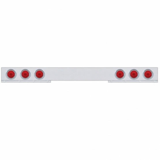 Stainless 1 Piece Rear Light Bar With 6X 10 LED 4" Lights & Visors - Red LED/Red Lens
