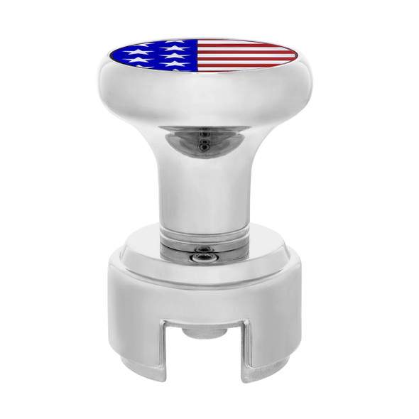 Thread-On Gearshift Knob With 13/15/18 Speed Adapter & USA Flag Sticker - Chrome