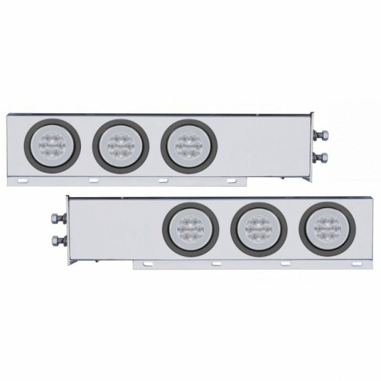 2" Bolt Pattern SS Spring Loaded Bar With 6X 21 LED 4" GloLight -Red LED/Clear Lens (Pair)