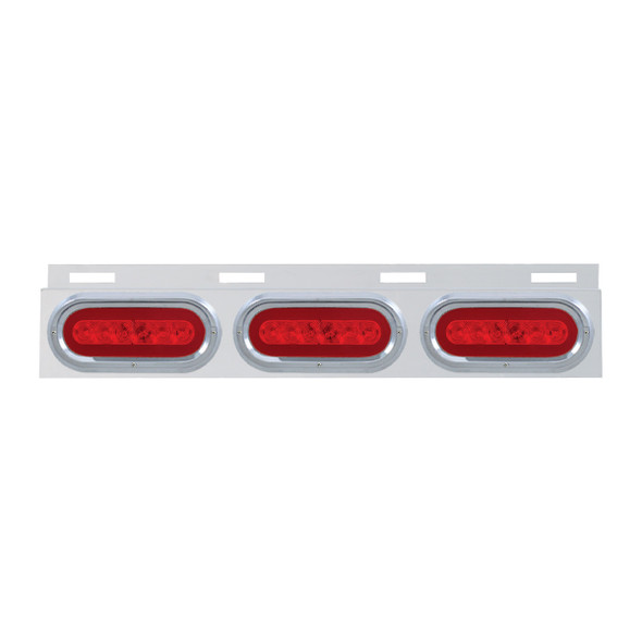 Stainless Top Mud Flap Bracket With 3X 22 LED 6" Oval GloLight & Visors - Red LED/Red Lens (Each)