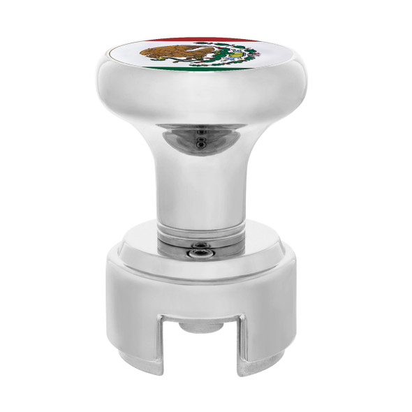 Thread-On Gearshift Knob With 13/15/18 Speed Adapter & Mexico Flag Sticker - Chrome
