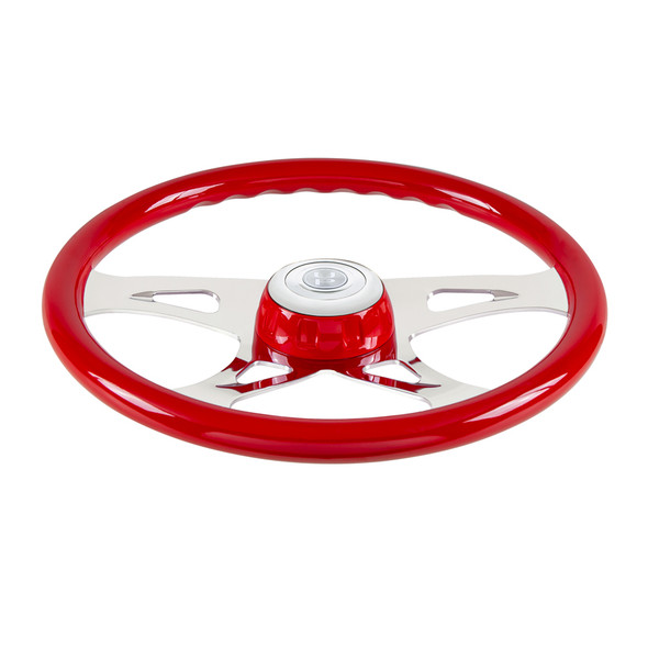 18" Boss Steering Wheel With Color Matching Horn Bezel - Indigo Red