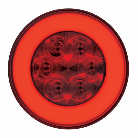 3-3/4" Bolt Pattern SS Spring Loaded Bar With 6X 21 LED 4" GloLight & Visors -Red LED & Lens (Pair)