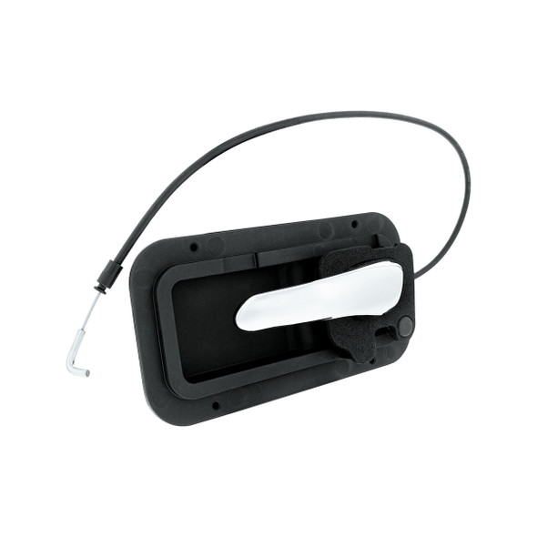 42614B-UP CHROME INTERIOR DOOR HANDLE W/CABLE & BASE FOR PETERBILT 389 (2008-2023) AND 386 (2006-2016) - DRIVER (BULK)