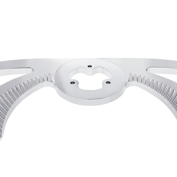 18" Chrome Aluminum "Scorpion" Style Steering Wheel With Black Leather Rim