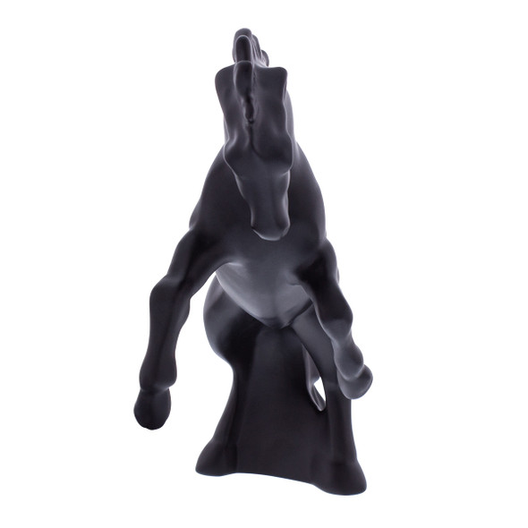 Die-Cast Fighting Stallion Hood Ornament - Matte Black