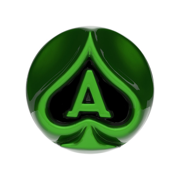 Ace Of Spades Air Valve Knob - Emerald Green With Gloss Black Inlay