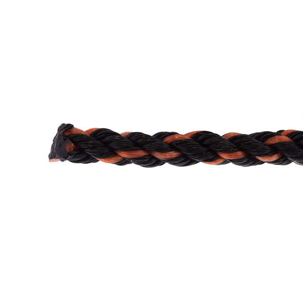 3/8" x 50' 3-Strand Twisted Black & Orange Polypropylene Rope