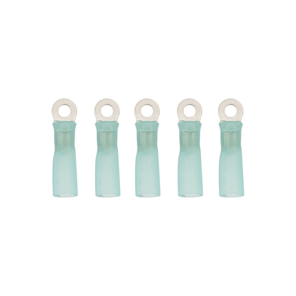 16-14 AWG #6 Stud Heat Shrink Ring Terminal - Blue (5-Pack)