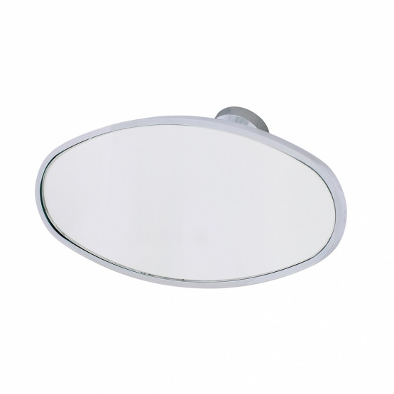 Oval Chrome Plated Aluminum Interior Rear View Mirror With Glue-On Mount