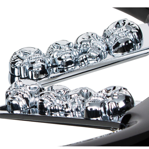 18" Chrome Steering Wheel With Skull Accent - Blue