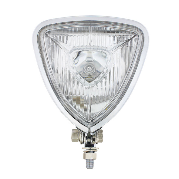Triangle Headlight With Chrome Housing & Flat Back