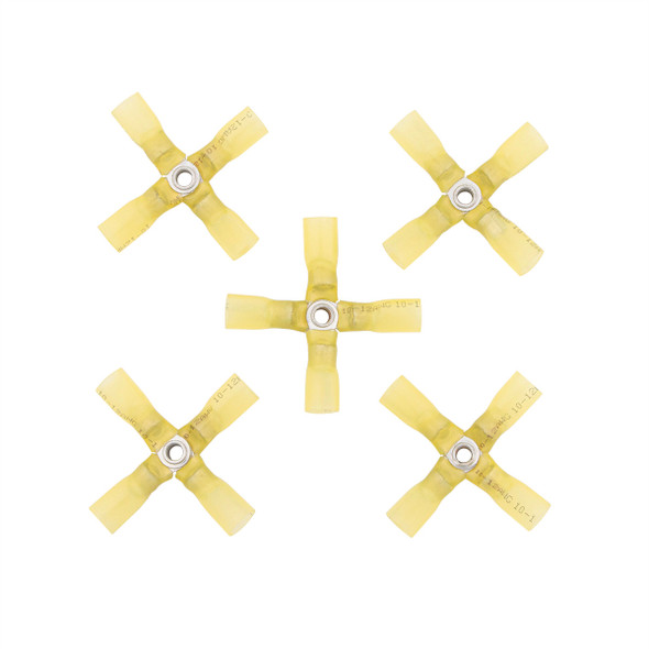 12-10 AWG 4-Way (X) CS Heat Shrink Connector - Yellow (5-Pack)
