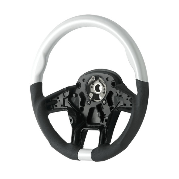 18" YourGrip Leather & Wood Candy Color Steering Wheel For 2012-2021 PB 579&2013-2021 KW T680-Pearl White