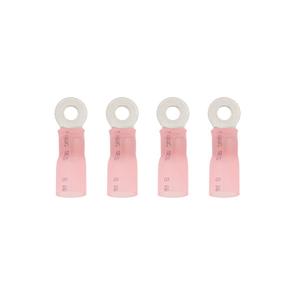 8 AWG #10 Stud CS Heat Shrink Ring Terminal - Pink (4-Pack)