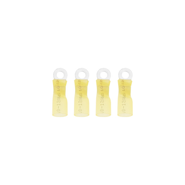 12-10 AWG #8 Stud CS Heat Shrink Ring Terminal - Yellow (4-Pack)