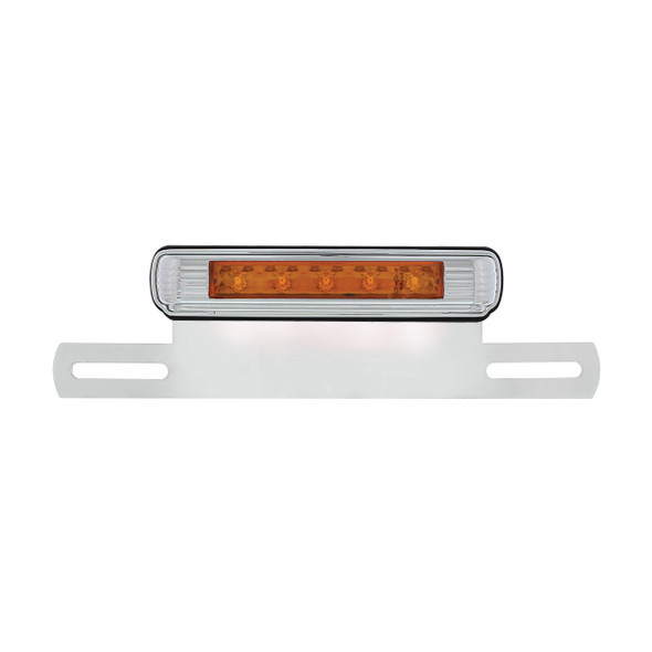 Chrome License Plate Light & Bracket With Amber LED Auxiliary Light - Amber LED/Amber Lens
