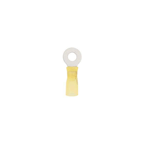 12-10 AWG 1/4" Stud CS Heat Shrink Ring Terminal - Yellow (4-Pack)