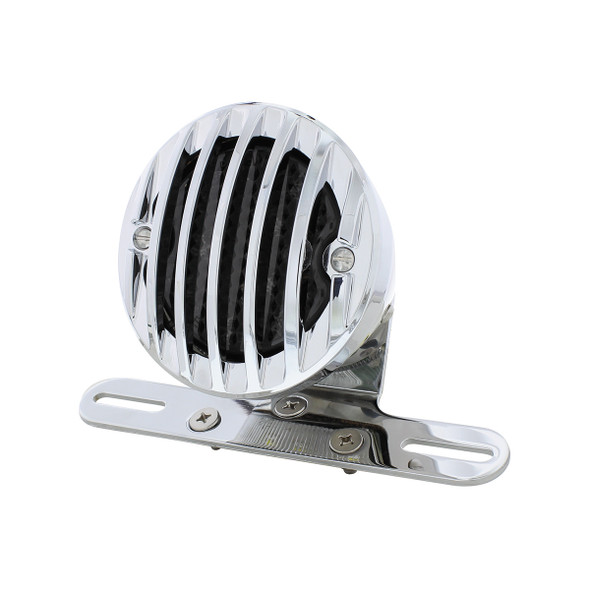 Motorcycle LED Rear Fender Tail Light With Chrome Grille Bezel - Smoke Lens