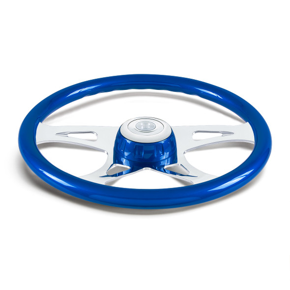 18" Boss Steering Wheel With Color Matching Horn Bezel - Electric Blue