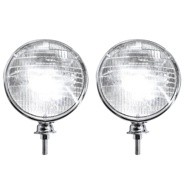 7" Chrome Dietz Style Headlight With 12 Volt 6014 Sealed Beam Bulb