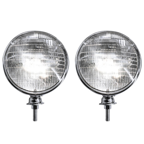 7" Chrome Dietz Style Headlight With 12 Volt 6014 Sealed Beam Bulb