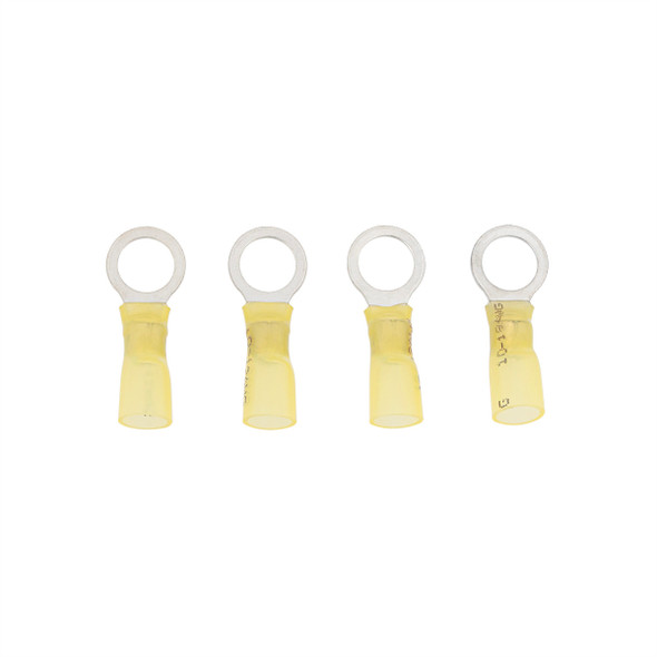 12-10 AWG 3/8" Stud CS Heat Shrink Ring Terminal - Yellow (4-Pack)