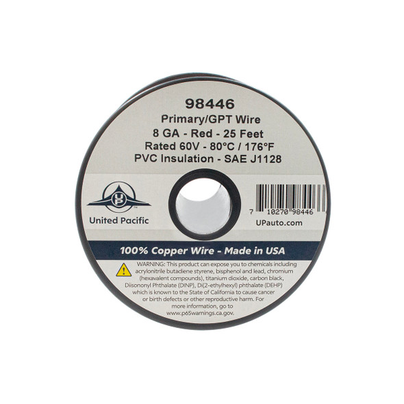 Primary Wire - Rated 80°C 8 AWG, Red 25 Ft.