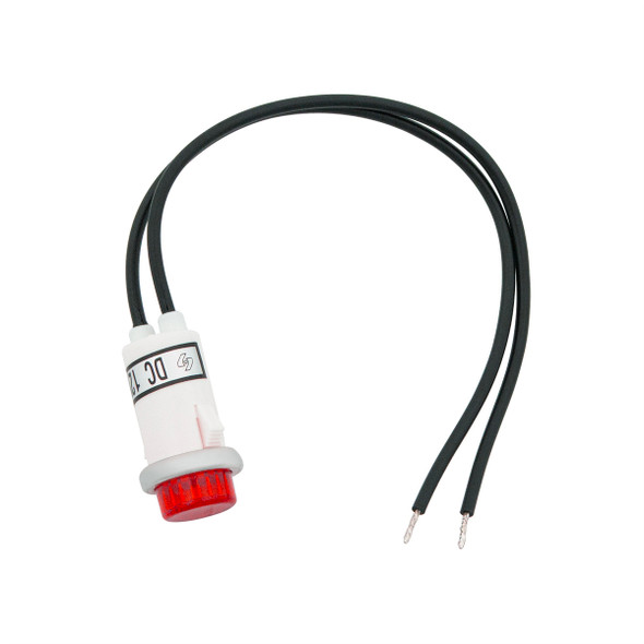 16 Amp 12V Red Warning Light w/ 1/2" Panel Mount and Leads 1 Pc.