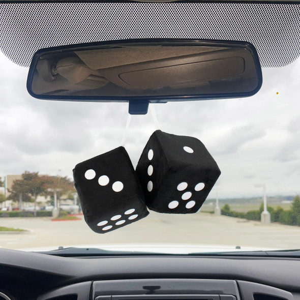 3" X 3" Classic Fuzzy Dice, Black (Pair)