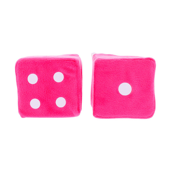 3" X 3" Classic Fuzzy Dice, Pink (Pair)