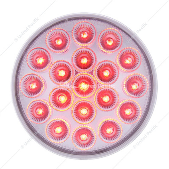 36722-UP 19 LED 4" ROUND DOUBLE FURY LIGHT (STOP, TURN, TAIL) WITH WARNING LIGHT - RED & AMBER LED/CLEAR LENS