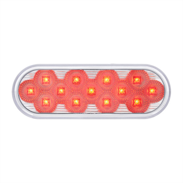 36723-UP 13 LED 6" OVAL DOUBLE FURY LIGHT (STOP, TURN & TAIL) WITH WARNING LIGHT - RED & AMBER LED/CLEAR LENS