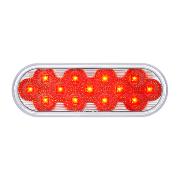 36723-UP 13 LED 6" OVAL DOUBLE FURY LIGHT (STOP, TURN & TAIL) WITH WARNING LIGHT - RED & AMBER LED/CLEAR LENS