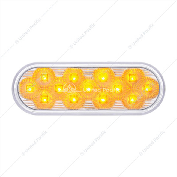 36723-UP 13 LED 6" OVAL DOUBLE FURY LIGHT (STOP, TURN & TAIL) WITH WARNING LIGHT - RED & AMBER LED/CLEAR LENS