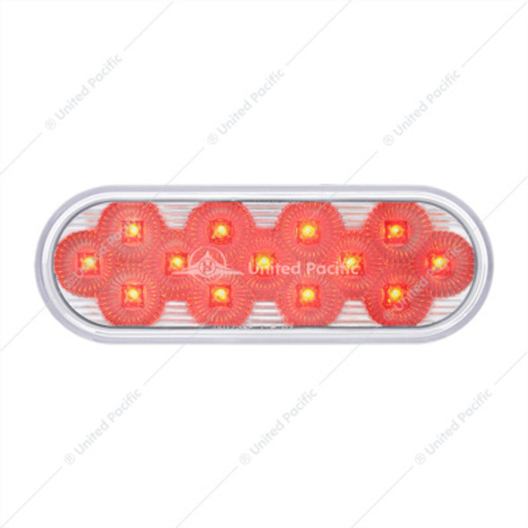 36723-UP 13 LED 6" OVAL DOUBLE FURY LIGHT (STOP, TURN & TAIL) WITH WARNING LIGHT - RED & AMBER LED/CLEAR LENS