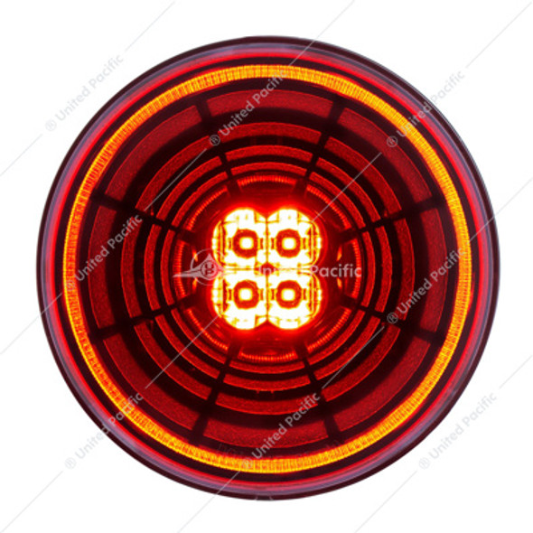 36564-UP 13 LED 4" ROUND ABYSS LIGHT (STOP, TURN & TAIL) - RED LED/RED LENS