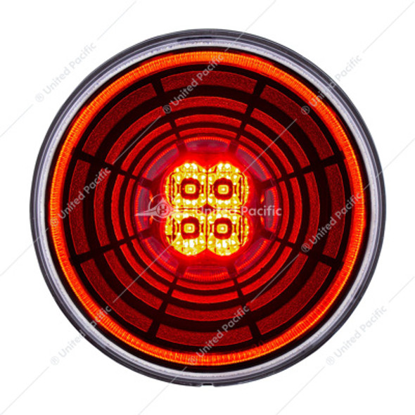 36566-UP 13 LED 4" ROUND ABYSS LIGHT (STOP, TURN & TAIL) - RED LED/CLEAR LENS
