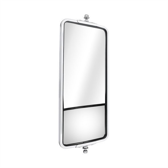 60027-UP 7" X 16" 430 STAINLESS STEEL WEST COAST STYLE MIRROR WITH CONVEX LOWER MIRROR - HEATED