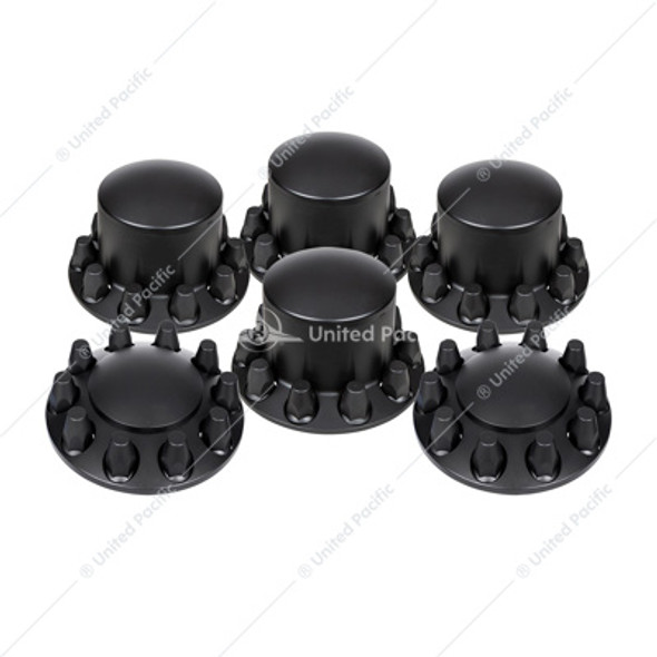 10354-UP DOME AXLE COVER COMBO KIT WITH 33MM STANDARD THREAD-ON NUT COVERS & NUT COVERS TOOL - MATTE BLACK