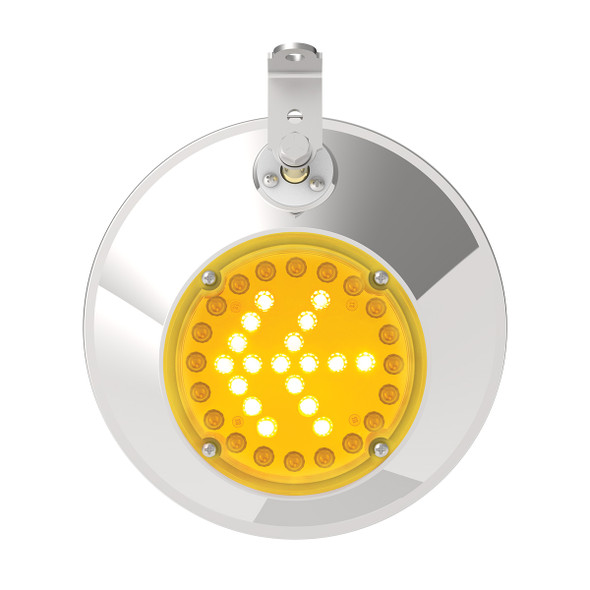 86504-UP 8-1/2" 430 Stainless Steel Convex Mirror With LED - Passenger