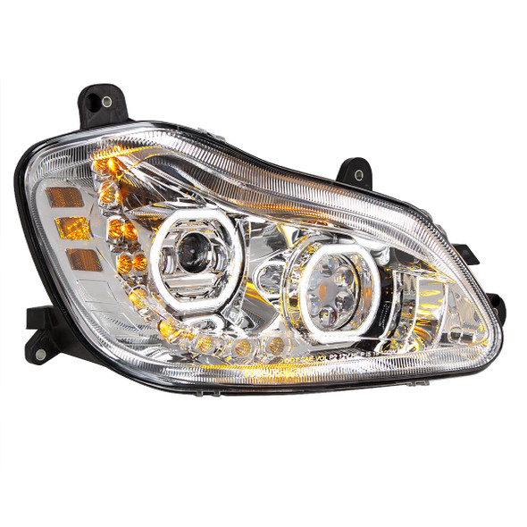 35742-UP CHROME 10 LED HEADLIGHT FOR 2013-2021 KENWORTH T680 - PASSENGER SIDE