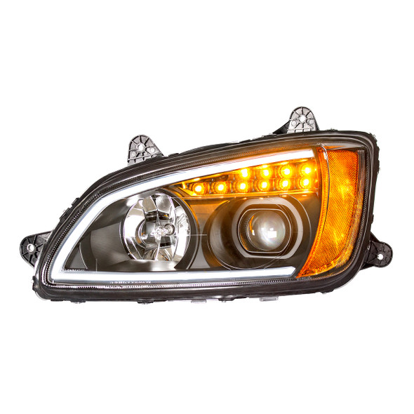 32781-UP BLACKOUT PROJECTION HEADLIGHT WITH LED TURN SIGNAL & POSITION LIGHT FOR 2008-2017 KENWORTH T660 - DRIVER