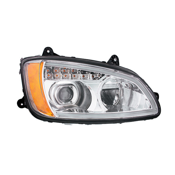32839-UP CHROME FULL LED HEADLIGHT WITH TURN SIGNAL & POSITION LIGHT BAR FOR 2007-2017 KENWORTH T660 - PASSENGER